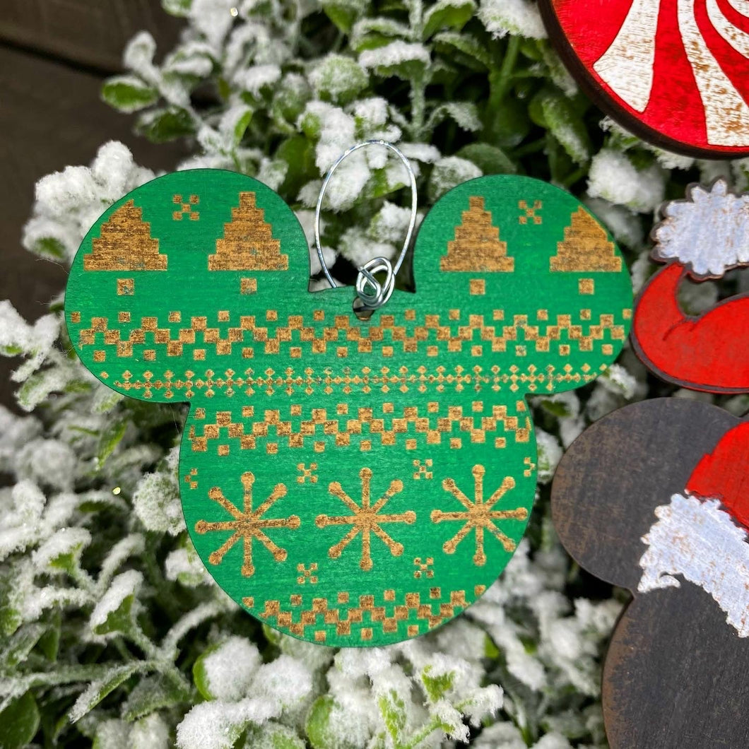 Green Sweater Mouse Christmas Ornament