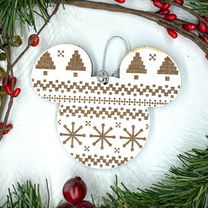 White Sweater Mouse Christmas Ornament