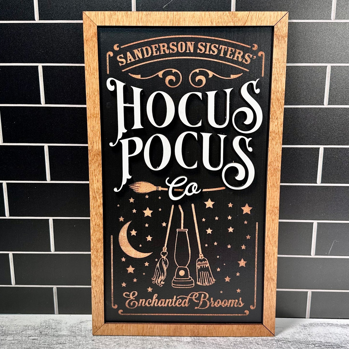 Enchanting Broom Sticks Framed Halloween Sign