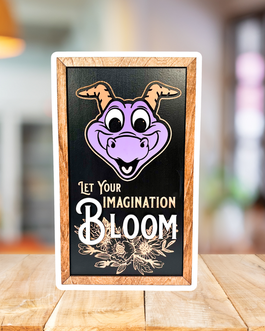 Blooming Imagination Park-Inspired Framed Sign | Wooden Wall Art & Handmade Home Decor | 10.9in x 18.5in