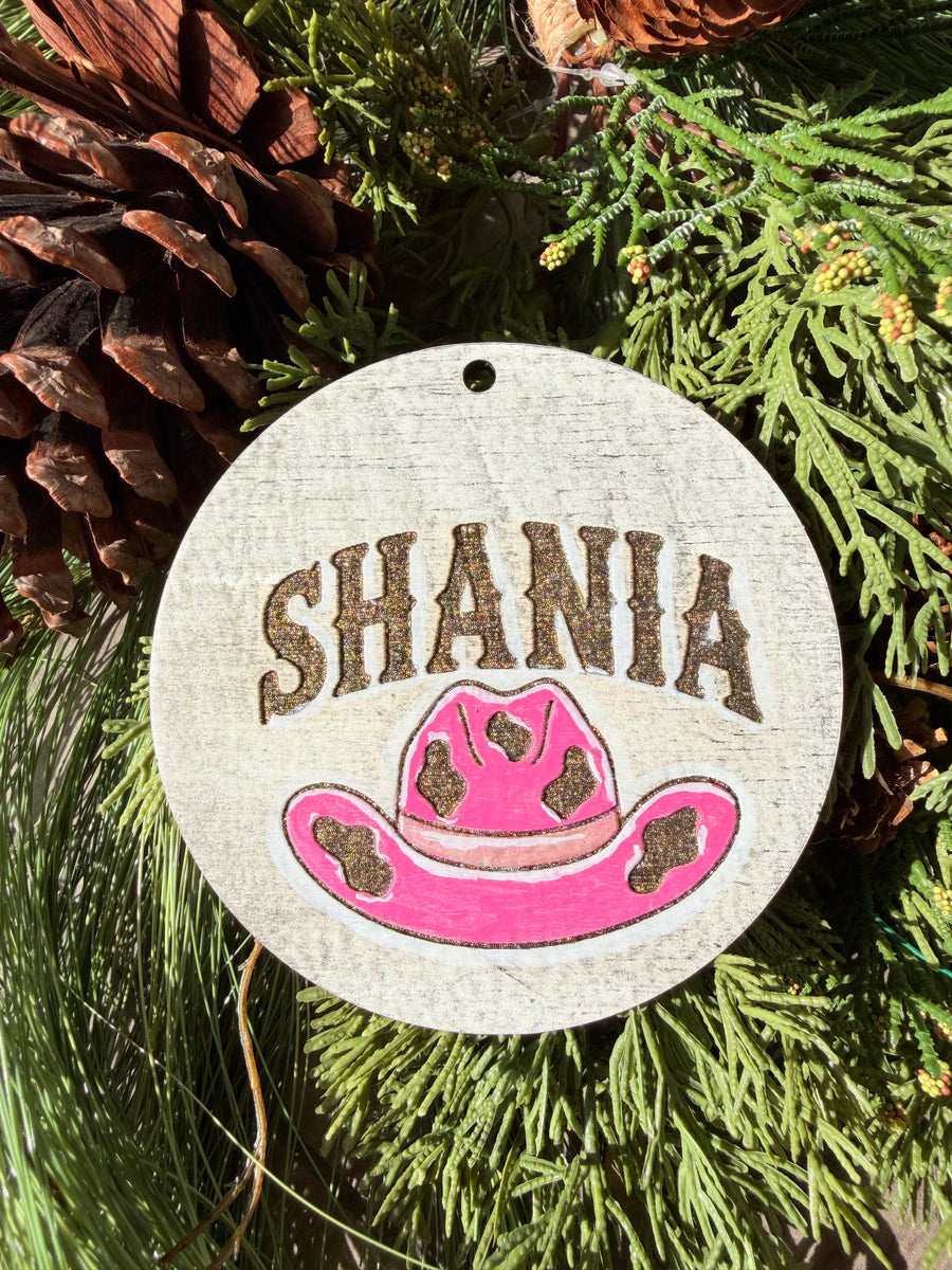 Shania Pink Cowboy Hat | Hand-Painted Round Ornament