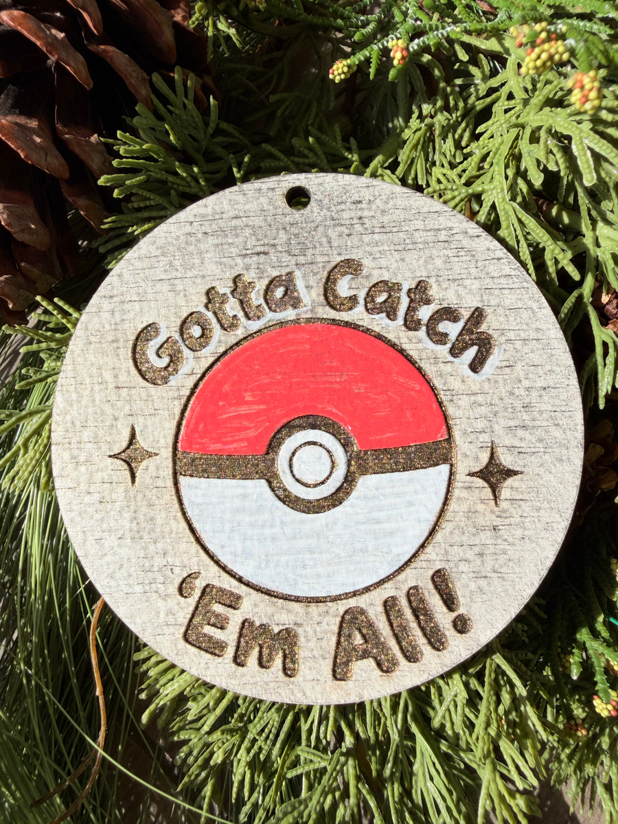 Gotta Catch ’Em All | Hand-Painted Round Ornament