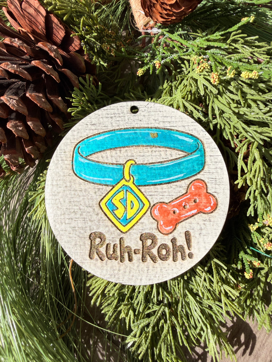 Ruh-Roh! Dog Collar | Hand-Painted Round Ornament