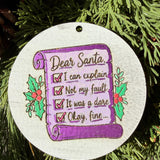 Finished hand-painted Dear Santa Checklist on evergreen greenery.