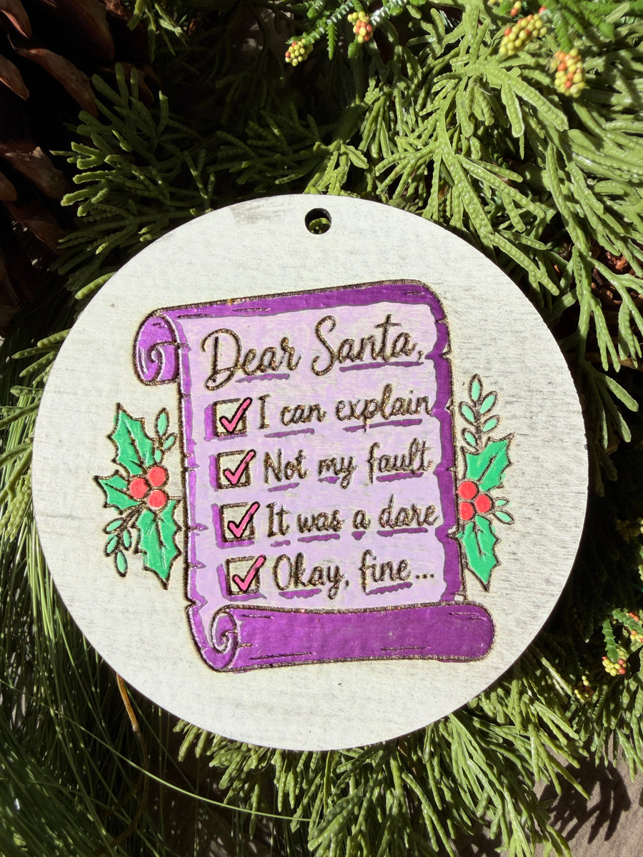 Dear Santa Checklist | Hand-Painted Round Ornament