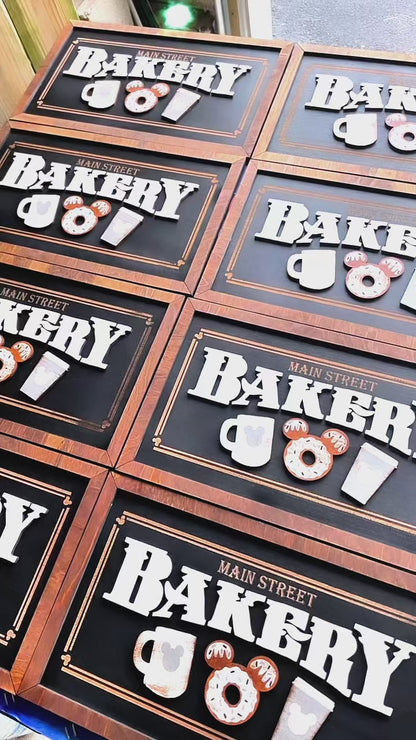 Main Street Bakery Park-Inspired Framed Sign - Black & White