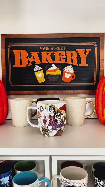 Original Fall Main Street Bakery | Black Background Framed Halloween Sign