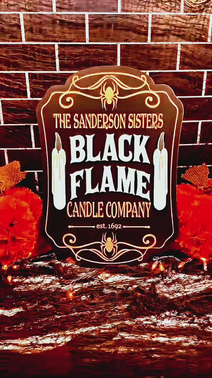 Black Flame Candle Sign