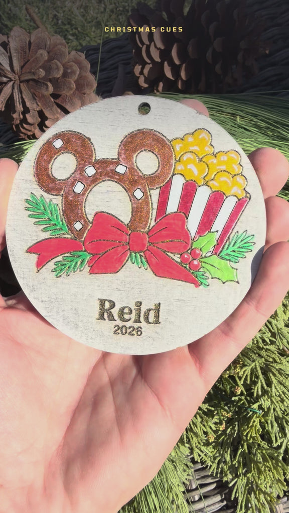 Pretzel & Popcorn hand-painted ornament — product video with music