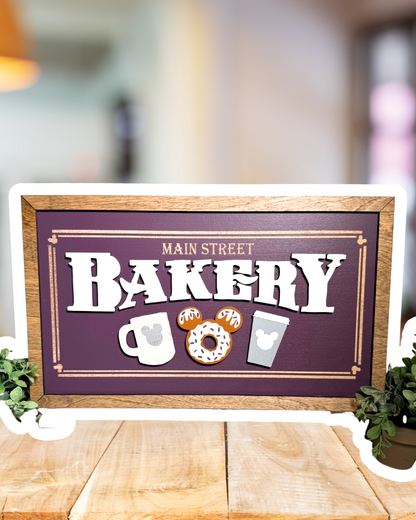 Main Street Bakery Framed Sign - Deep Purple