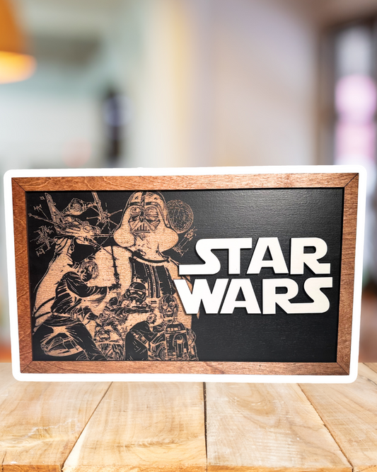 Far Far Away Galatic Park-Inspired Framed Sign | Wooden Wall Art & Handmade Home Decor | 10.9in x 18.5in