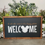 To All Who Come To This Happy Place Welcome | Dedication Plaque Framed Sign - Handmade by JRW Design Co.