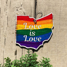Load image into Gallery viewer, Love Is Love | Gay Pride| Columbus Gay Pride | Ohio Ornament | Christmas Ornament
