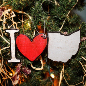 I Love Ohio Christmas Ornament