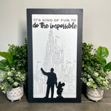 It's Kind Of Fun To Do The Impossible | Partners Silhouette Framed Sign - Handmade by JRW Design Co.