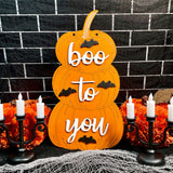 Boo To You Stacked Pumpkins
