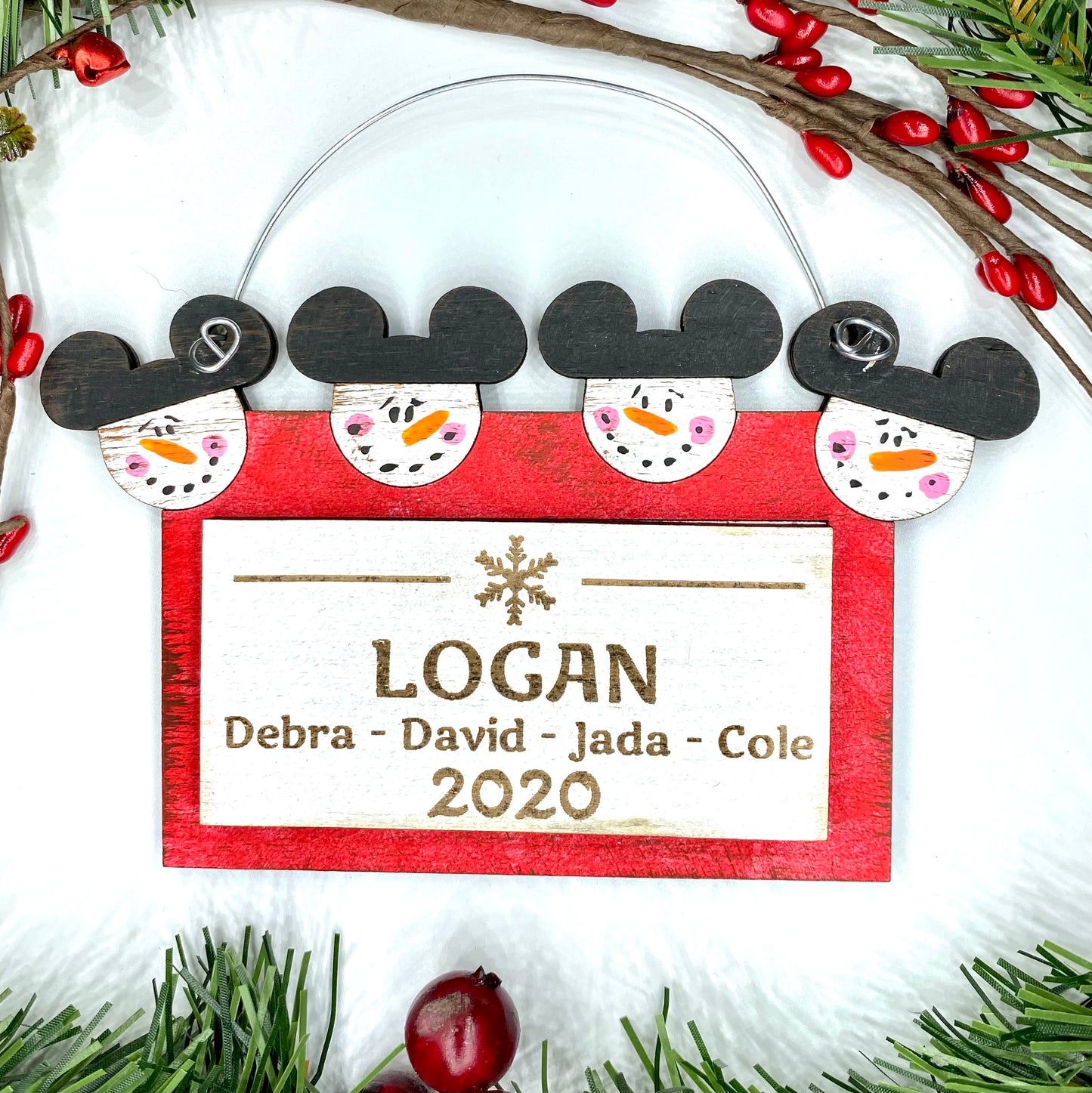 Customizable Snow Family Christmas Ornament