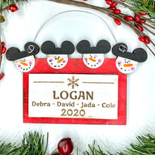 Load image into Gallery viewer, Customizable Snow Family Christmas Ornament
