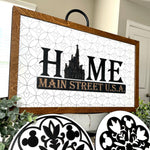 HOME Main Street U.S.A. | Sleeping Beauty Castle Light Background Framed Sign - Handmade by JRW Design Co.