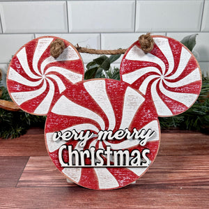 Very Merry Red Peppermint Christmas Sign