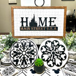 HOME Main Street U.S.A. | Sleeping Beauty Castle Light Background Framed Sign - Handmade by JRW Design Co.