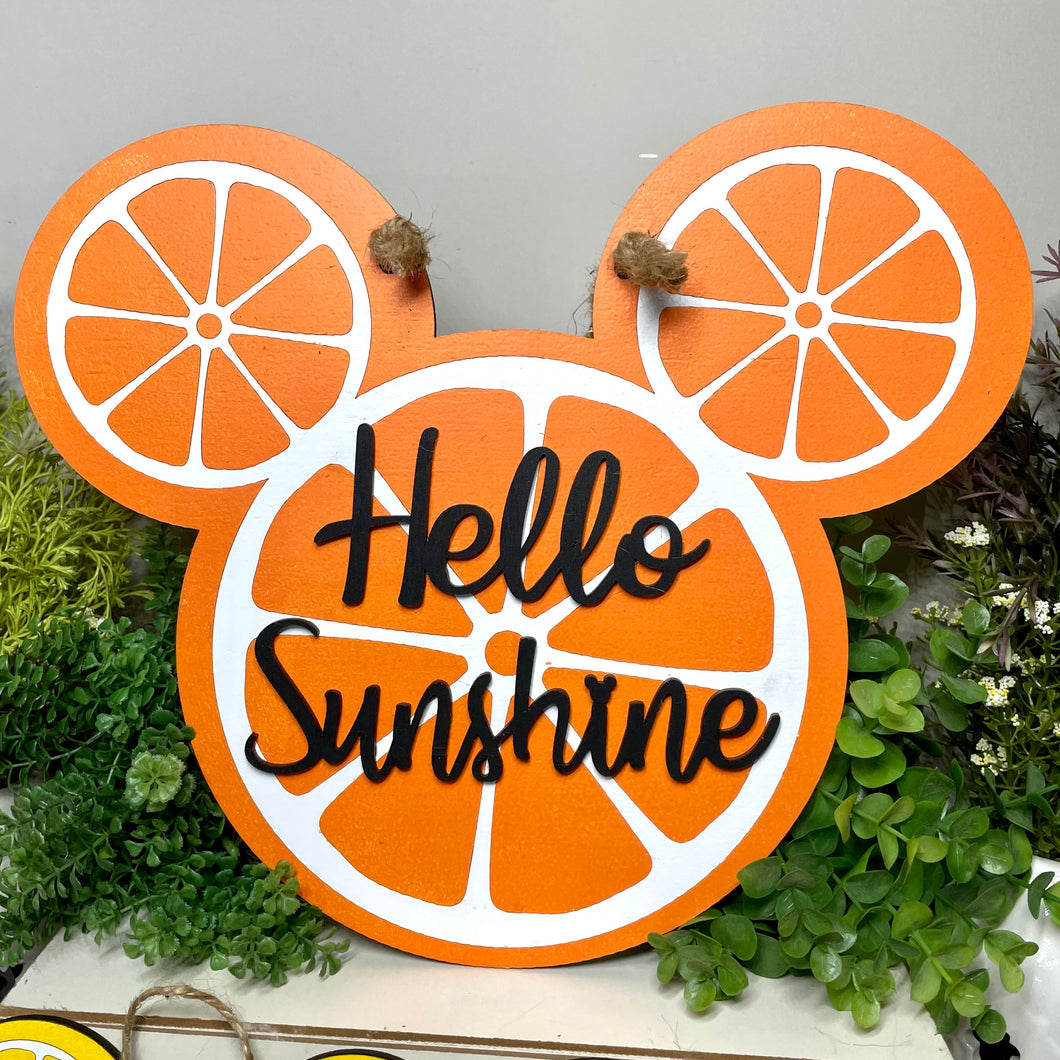 Hello Orange Sunshine Mouse Wall Sign
