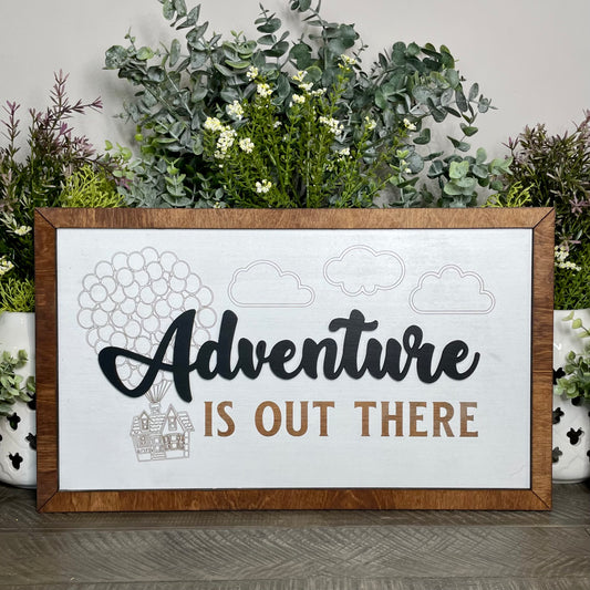 Adventure is Out There Framed Sign