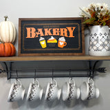 Original Fall Main Street Bakery | Black Background Framed Halloween Sign