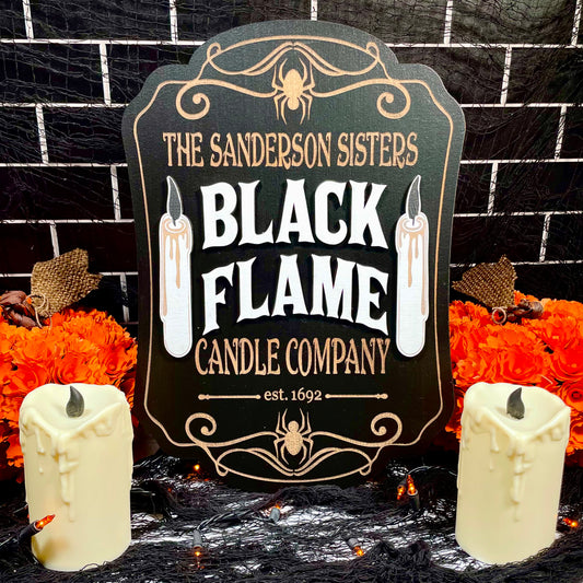 Black Flame Candle Sign